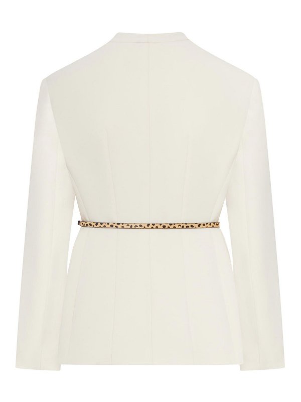 Max Mara: blazers online - Double-Breasted Cady Jacket With Belt