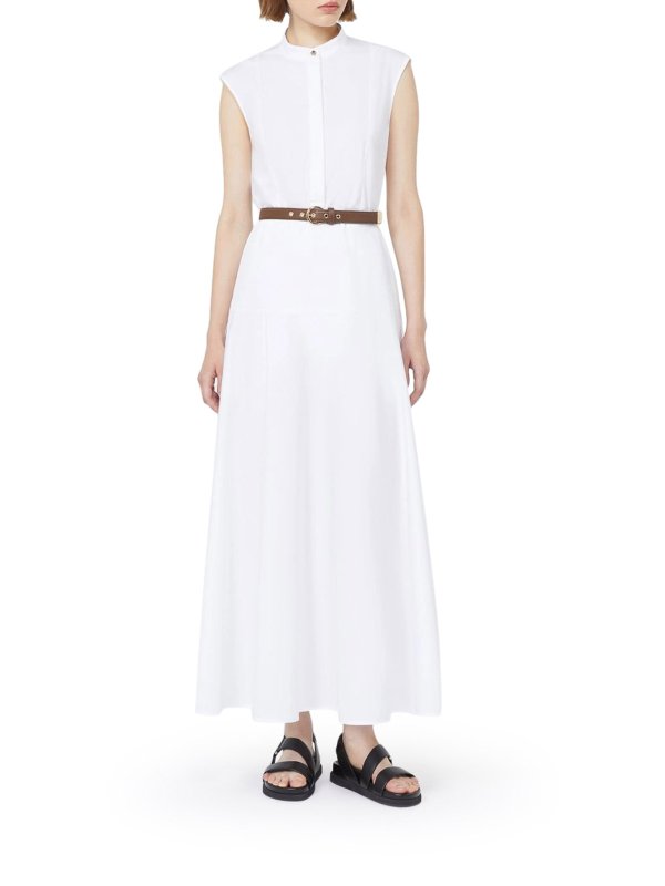 Max Mara: knee length dresses online - Cotton Poplin Wheel-Shaped Dress