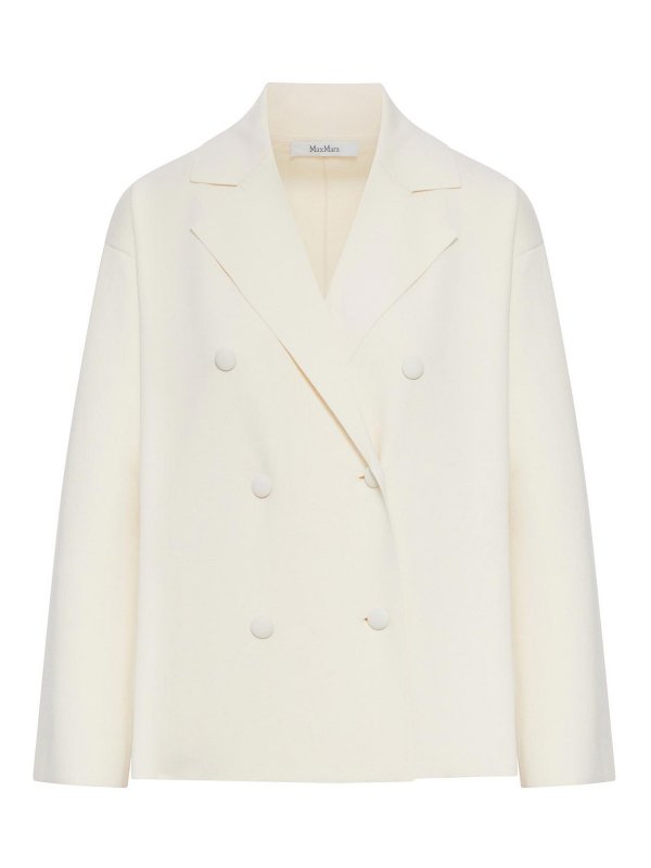 Max Mara: blazers - Double-Breasted Viscose Crepe Jacket