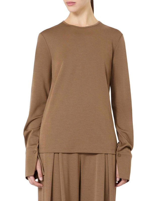 The Best Shops Max Mara: t-shirts - Madre Wool Jersey T-Shirt