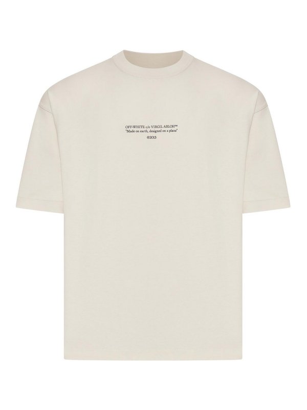 OFF-WHITE: t-shirt - T-shirt girocollo in cotone