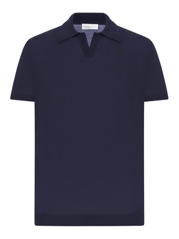 ROBERTO COLLINA: polo shirts - Cotton Polo Shirt Without Buttons