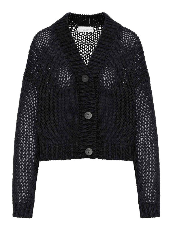 ROBERTO COLLINA: cardigans - Cropped Cardigan In Perforated Knit