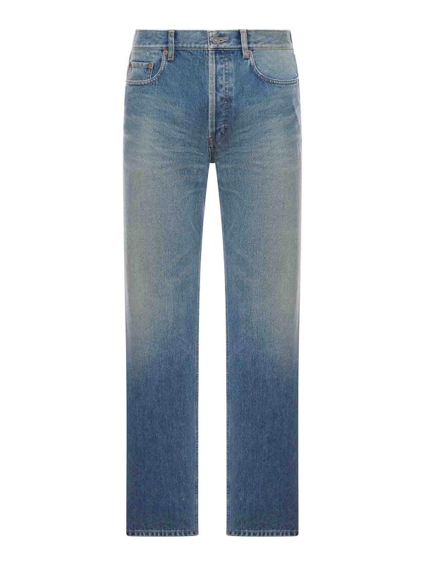 SAINT LAURENT: straight leg jeans - Mick Long Denim Jeans
