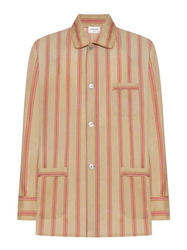 SAINT LAURENT: shirts - Twill Shirt With Striped Pattern