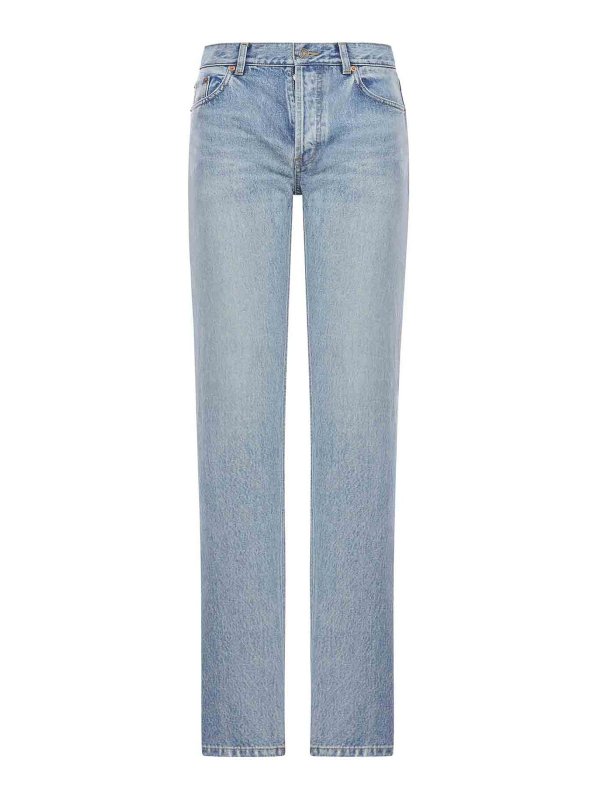 SAINT LAURENT: straight leg jeans - High-Waisted Straight-Leg Cotton Jeans