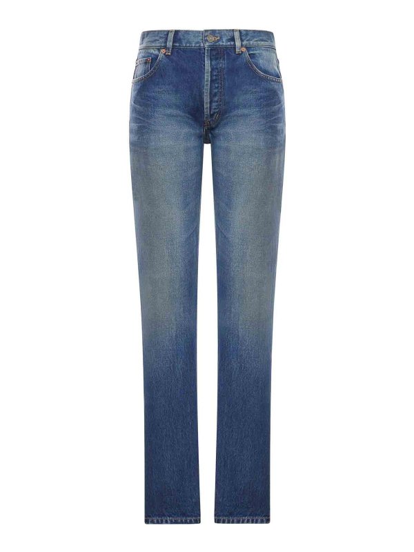 SAINT LAURENT: straight leg jeans - Straight Leg Denim Jeans