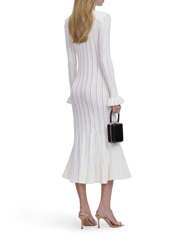 The Best Shops Self Portrait: knee length dresses - Midi Dress In White Openwork Knit
