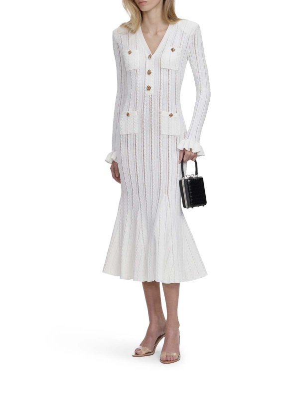 Midi Dress In White Openwork Knit Replica 
online: Self Portrait