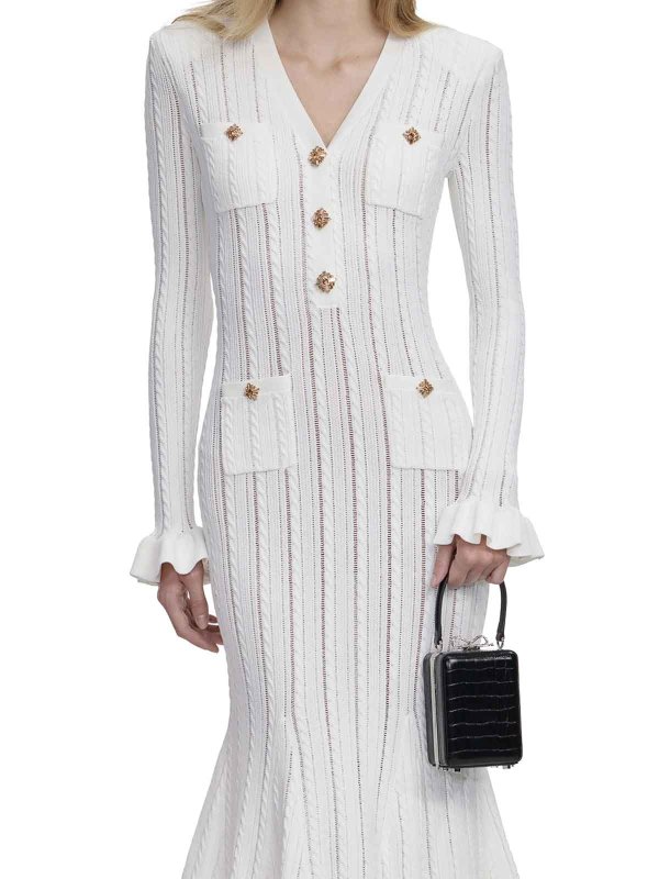 Self Portrait buy online Midi Dress In White Openwork Knit