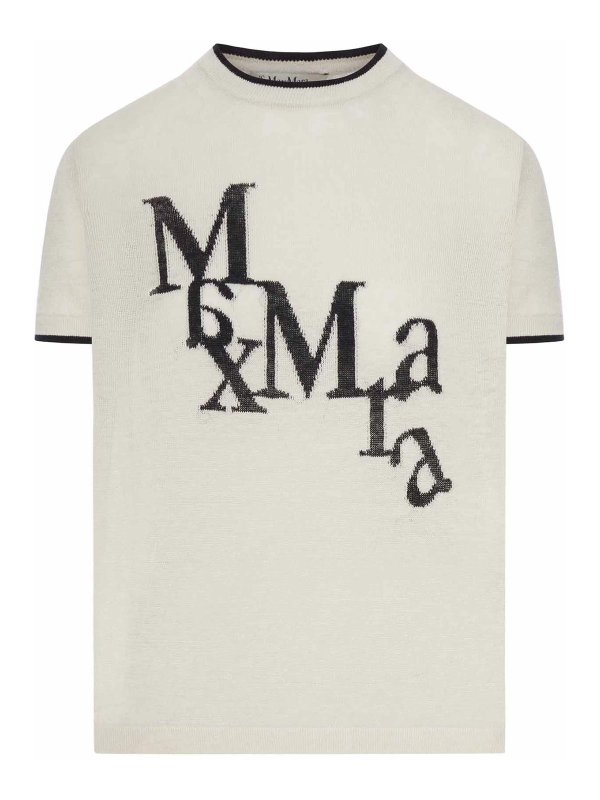 S MAX MARA: crew necks - Nordic Linen Sweater With Front Graphics