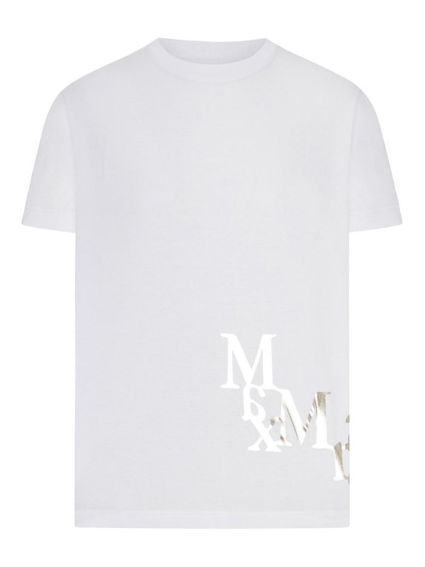 S MAX MARA: t-shirts - Cotton T-Shirt With Contrasting Side Logo