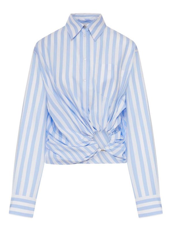 SPORTMAX: shirts - Palmizi Cropped Cotton Shirt With Front Knot