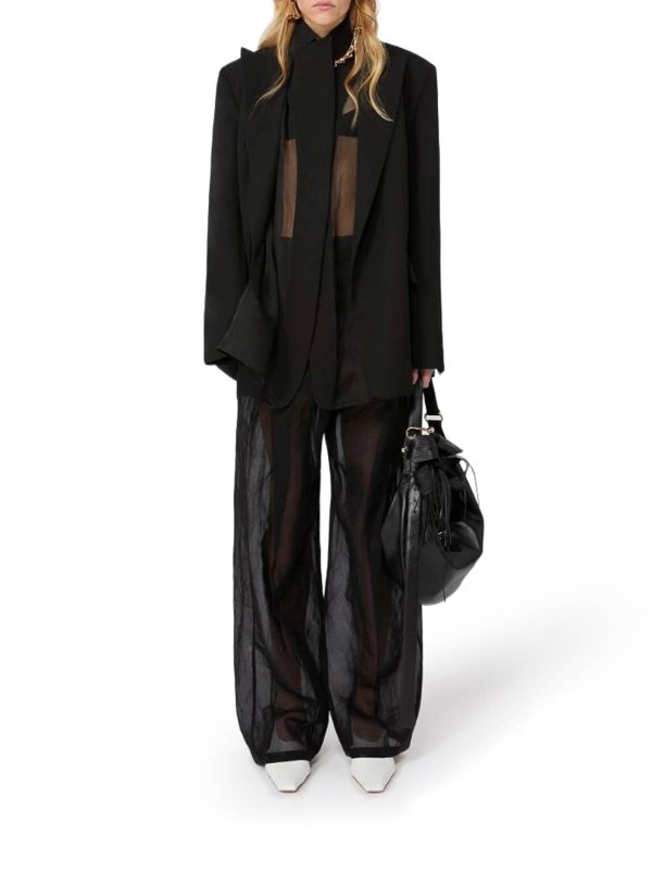 SPORTMAX: casual trousers online - Wide-Leg Trousers In Organza Cotton Voile