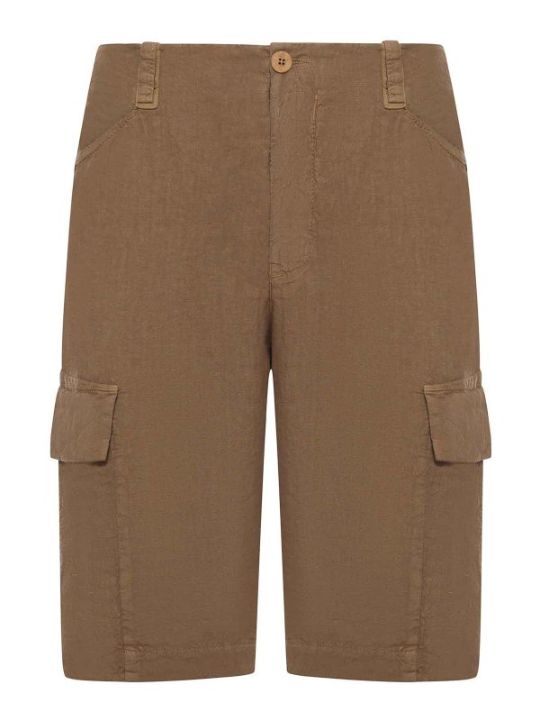 TRANSIT: pantaloni shorts - Bermuda cargo in lino