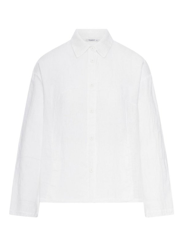 TRANSIT: shirts - Linen Shirt With Classic Collar