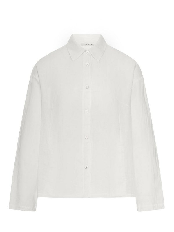 TRANSIT: shirts - Linen Shirt With Classic Collar