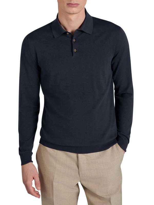 ZANONE: polo shirts online - Slim Fit Cotton And Silk Polo Shirt