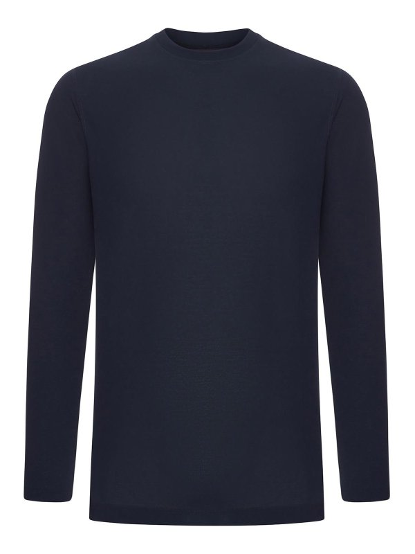 ZANONE: t-shirts - Slim Fit Long-Sleeved Ice Cotton T-Shirt