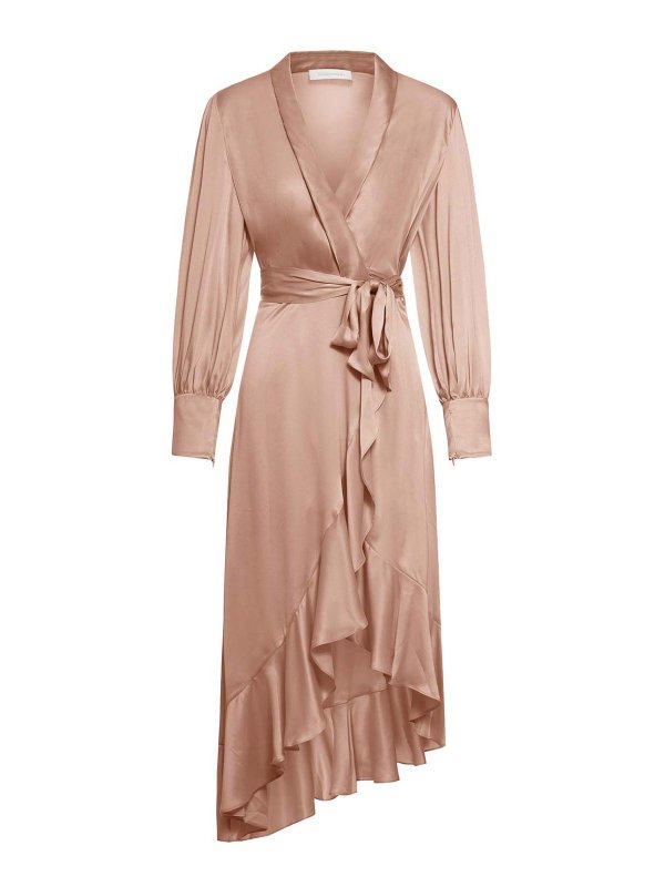 ZIMMERMANN: knee length dresses - Silk Wrap Midi Dress