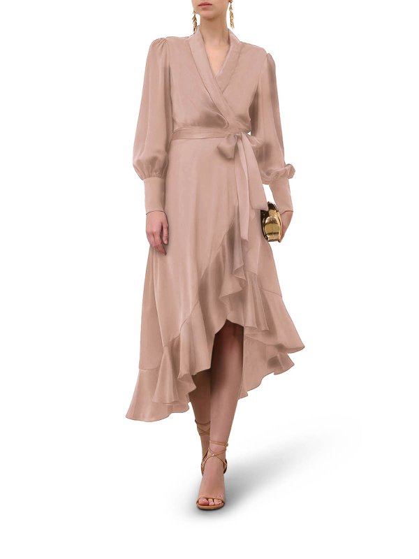ZIMMERMANN: knee length dresses online - Silk Wrap Midi Dress
