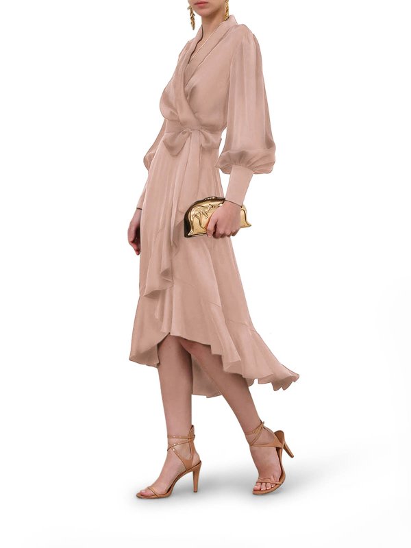 The Best Shops ZIMMERMANN: knee length dresses - Silk Wrap Midi Dress