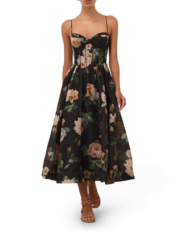 ZIMMERMANN: knee length dresses online - Luna Corset Midi Dress