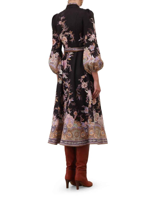 The Best Shops ZIMMERMANN: knee length dresses - Midi Linen Dress With Buttons