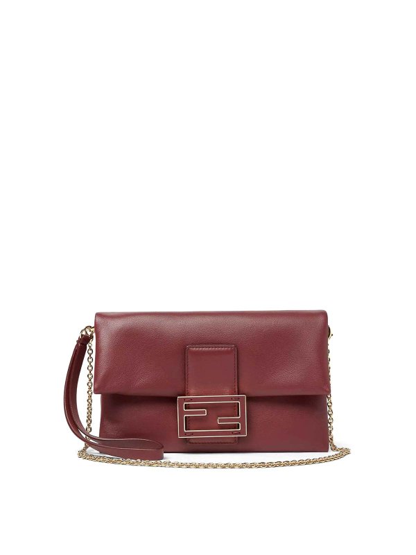 FENDI: bowling bags - Nappa Leather Baguette Mom Pouch