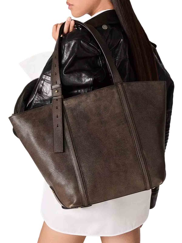 GOLDEN GOOSE: totes bags online - 24/7 East West Bag In Distressed Leather