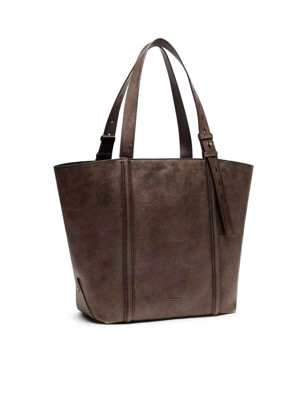The Best Shops GOLDEN GOOSE: totes bags - 24/7 East West Bag In Distressed Leather