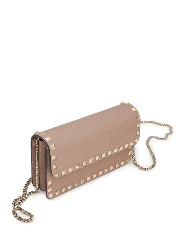 VALENTINO GARAVANI buy online Rockstud Chain Pouch In Garnet Calfskin