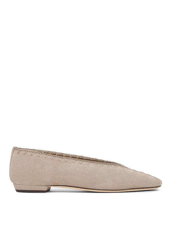 GIORGIO ARMANI: flat shoes - Suede Ballerinas With Embroidery