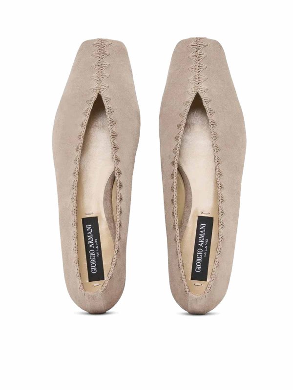Suede Ballerinas With Embroidery Replica 
online: GIORGIO ARMANI
