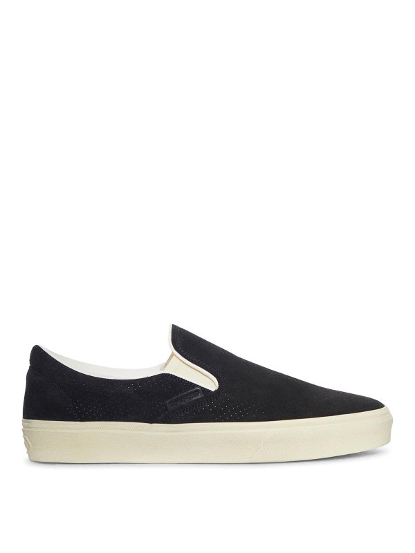 TOM FORD: trainers - Jude Slip-On Sneakers In Perforated Suede