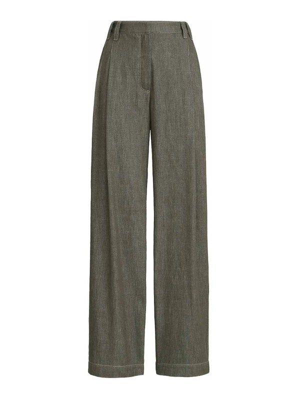BRUNELLO CUCINELLI: Pantalons casual - Pantalons Décontractés - Vert