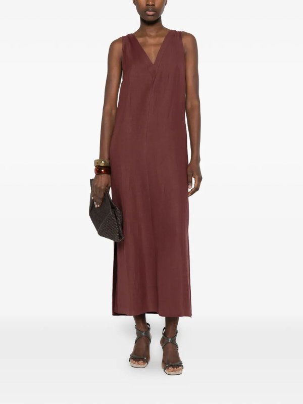 BRUNELLO CUCINELLI: ニーレングスドレス online - 膝丈ドレス - ダークレッド