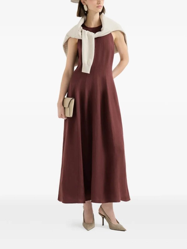 BRUNELLO CUCINELLI: ニーレングスドレス online - 膝丈ドレス - ダークレッド