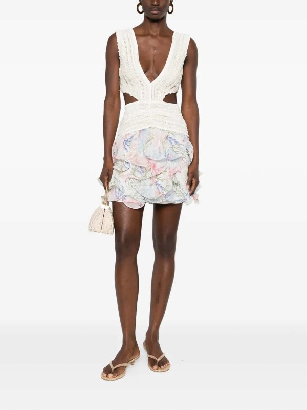 PATBO: short dresses online - Seaweed Trim Mini Drerss