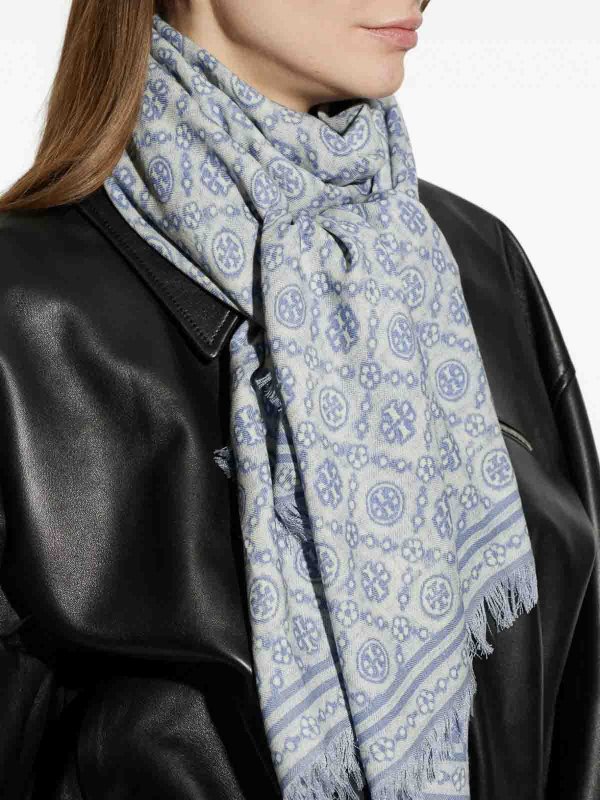 TORY BURCH: sciarpe e foulard online - Sciarpa floreale con monogramma T