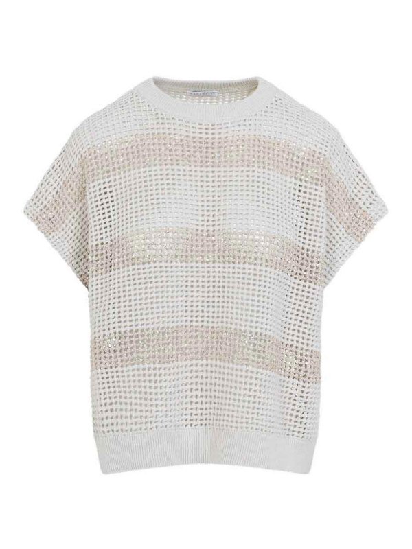 BRUNELLO CUCINELLI: Tops & Tank tops - Striped Knitted Top