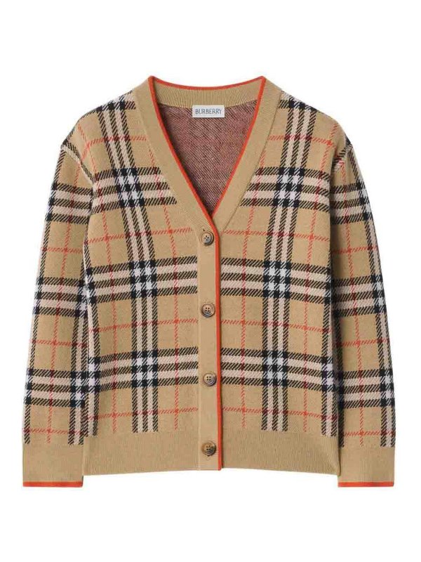 BURBERRY: cardigans - Checked Cardigan