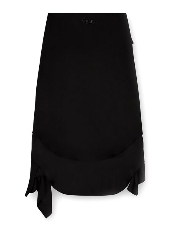 DIESEL: Jupes midi et au genou - Jupe Midi - Noir