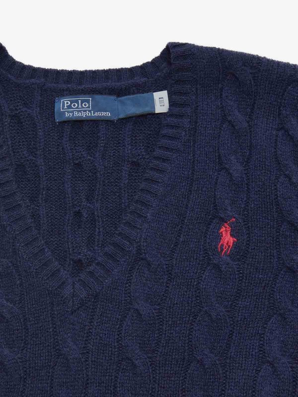 The Best Shops POLO RALPH LAUREN: Strickpullover mit V-Ausschnitt - V-Pullover - Dunkelblau