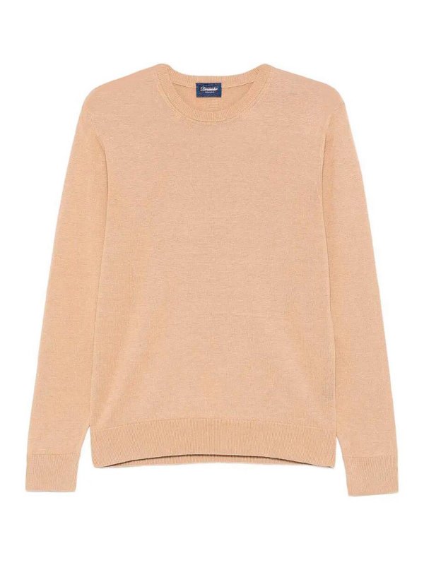 DRUMOHR: Strickpullover mit Rundhalsausschnitt - Rundhalspullover - Beige