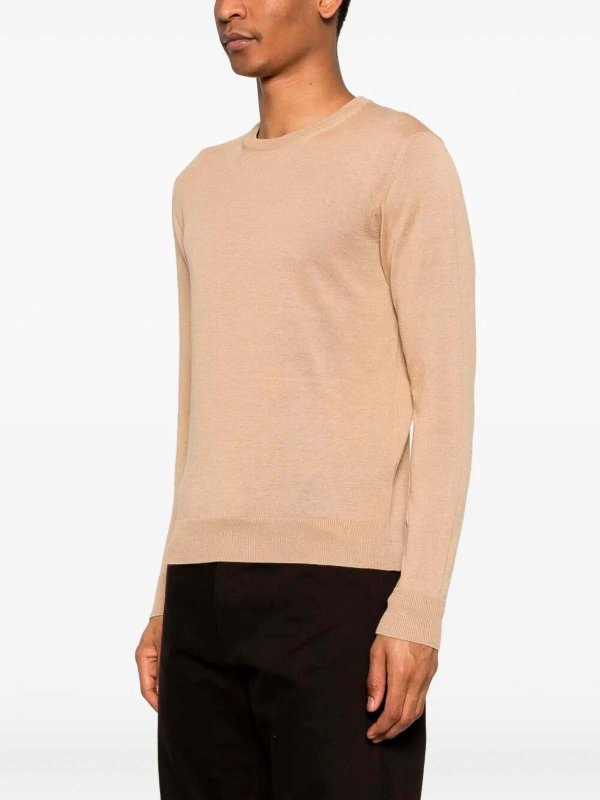 The Best Shops DRUMOHR: Strickpullover mit Rundhalsausschnitt - Rundhalspullover - Beige