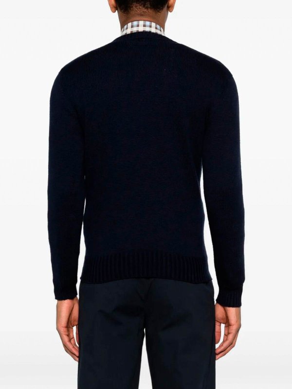 The Best Shops DRUMOHR: Strickpullover mit Rundhalsausschnitt - Rundhalspullover - Blau