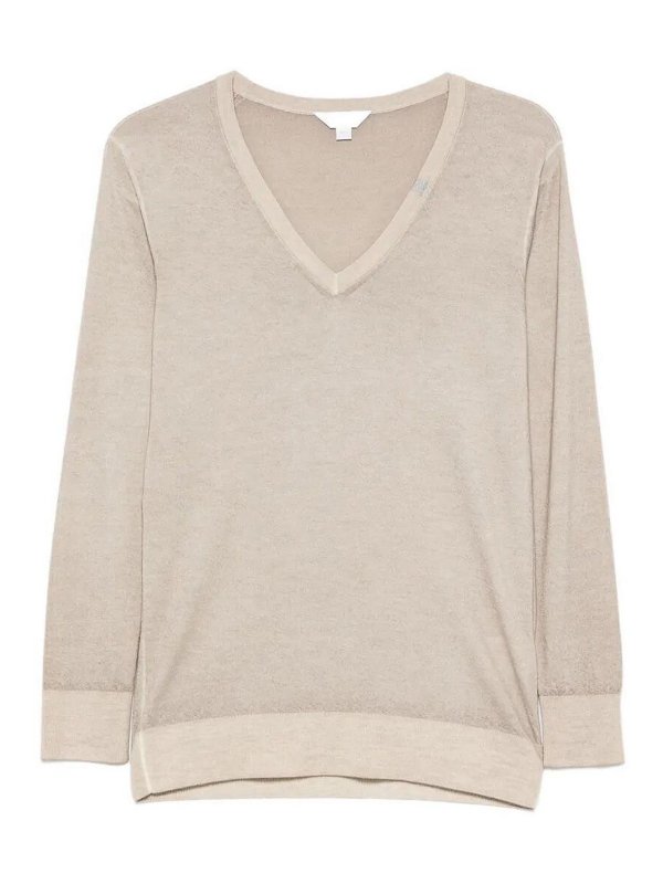MALO: Col en V - Pull À Col V - Beige