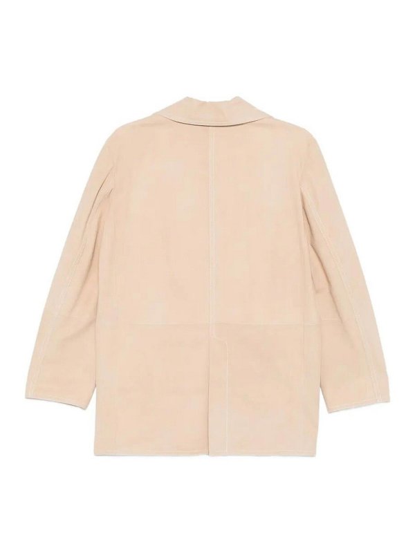 MANZONI24: leather jacket online - Suede Jacket With Stitching