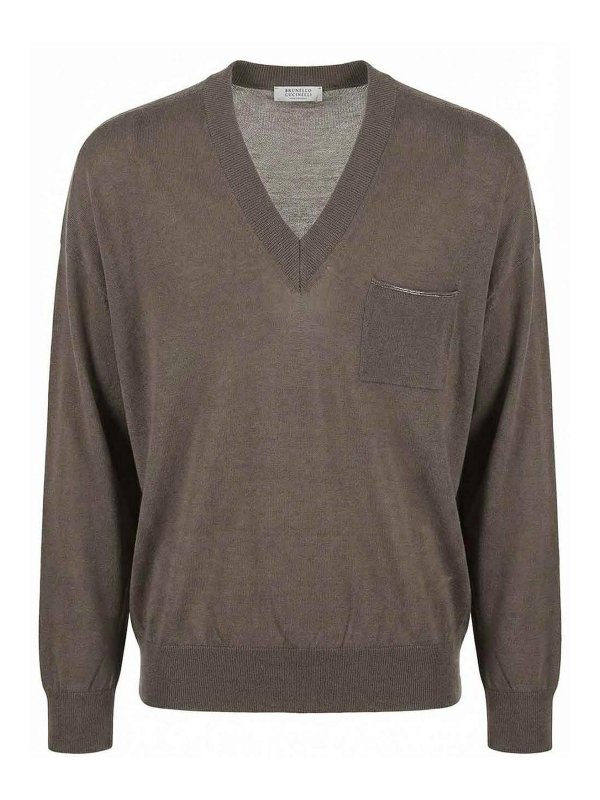 PESERICO: Strickpullover mit Rundhalsausschnitt - Rundhalspullover - Braun